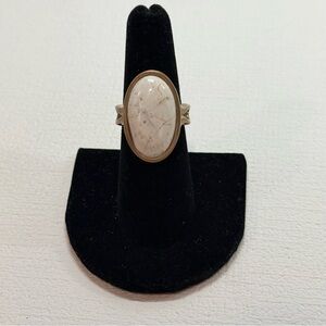 Barse bronze white stone ring - size 6 3/4